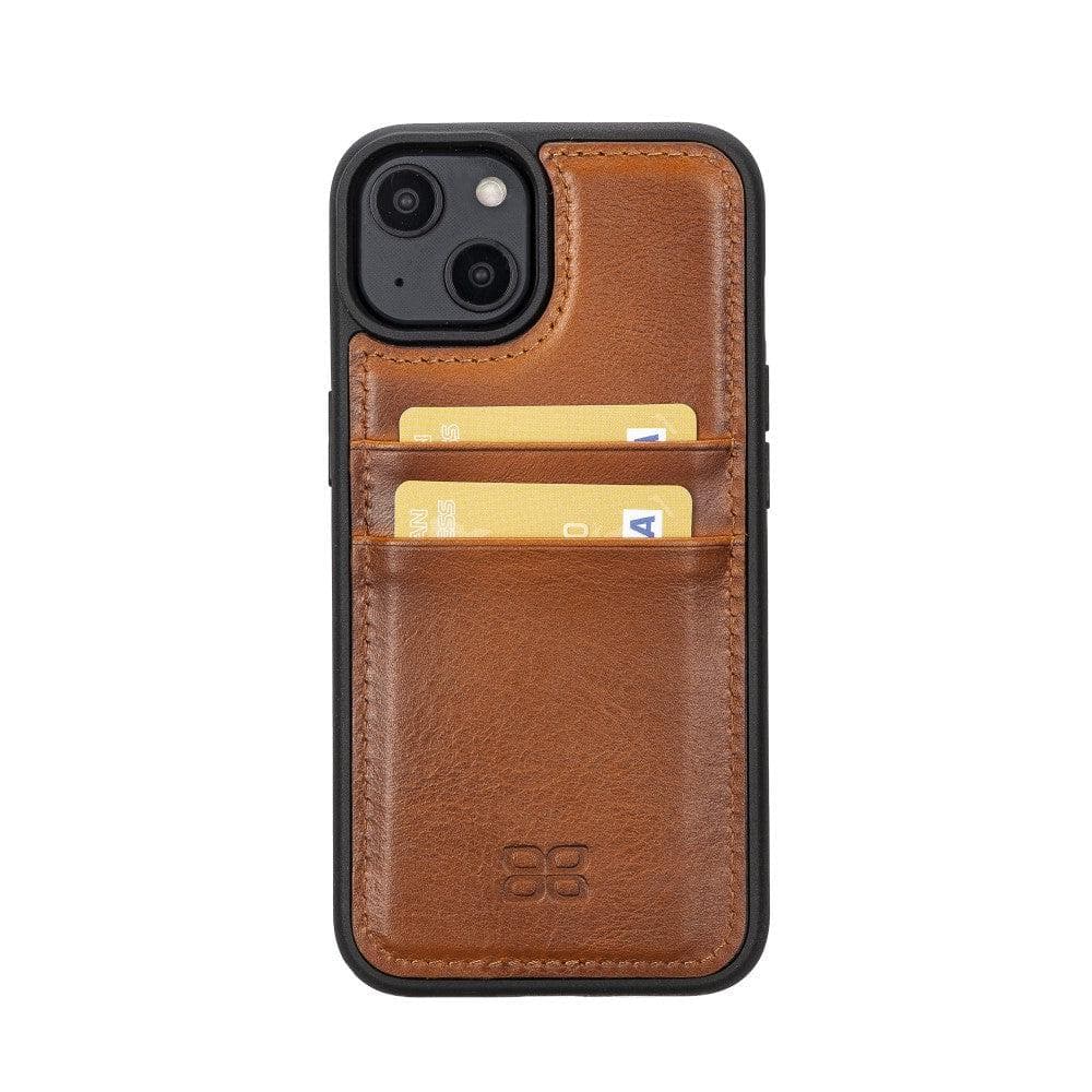 Étui arrière en cuir véritable à clipser pour iPhone 14 Pro (6,1") avec porte-cartes 