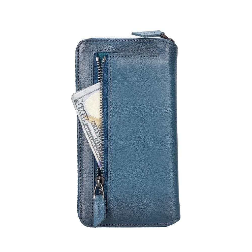 Pouch Magic Wallet iPhone 15 Series Detachable and Zipper Genuine Leather Wallet Case