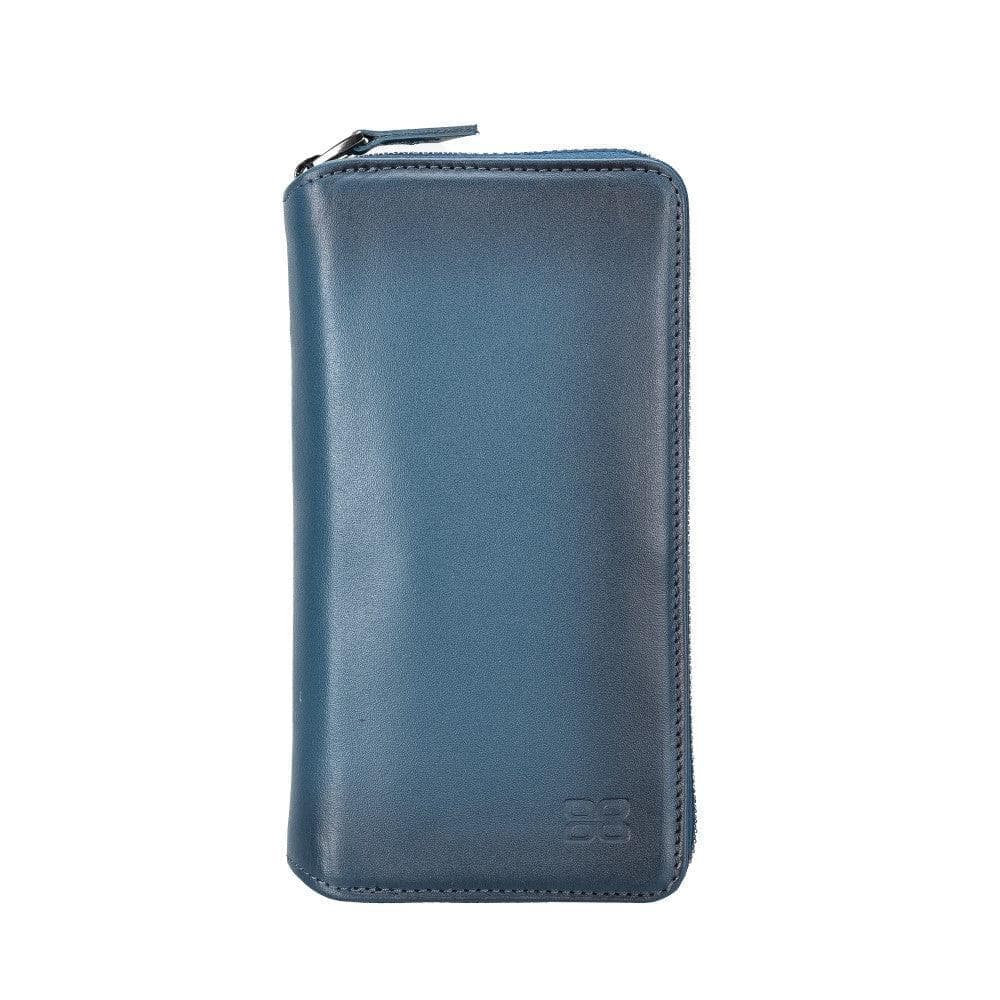 Étui portefeuille amovible en cuir véritable avec fermeture éclair pour iPhone 15 (6,1")