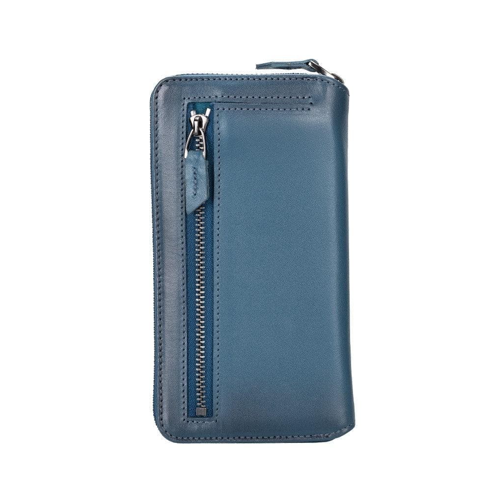 Étui portefeuille amovible en cuir véritable avec fermeture éclair pour iPhone 15 (6,1")