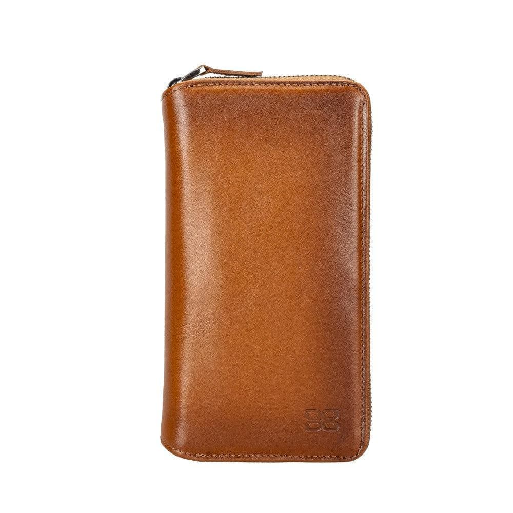 Étui portefeuille amovible en cuir véritable avec fermeture éclair pour iPhone 15 (6,1")