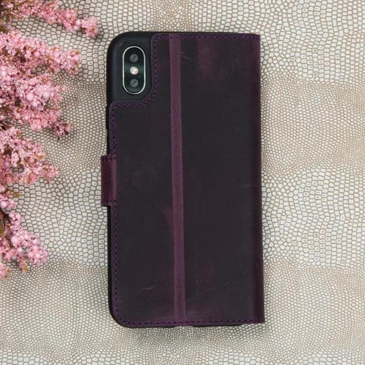 Wallet Case iPhone iPhone X/XS Nicht abnehmbare Echtleder Wallet Case - WC