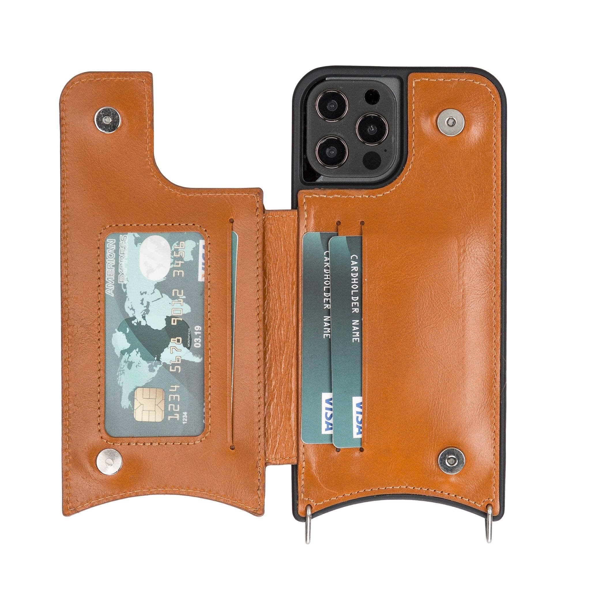 Saff iPhone 12 Pro Max Leather Case with Shoulder Strap