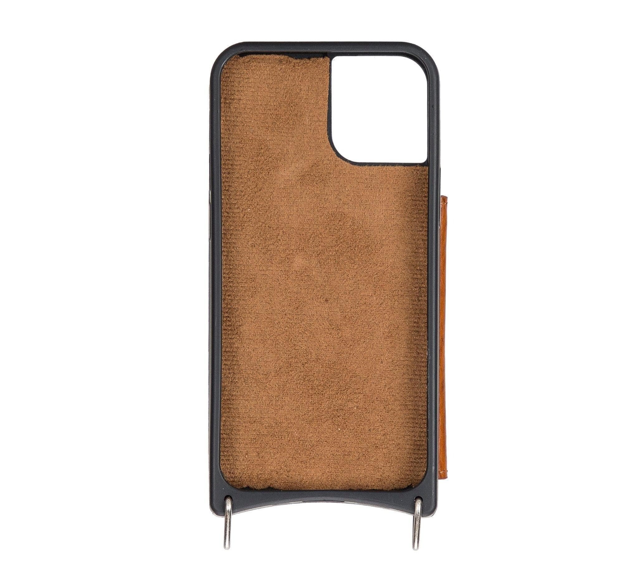 Saff iPhone 12 Pro Max Leather Case with Shoulder Strap