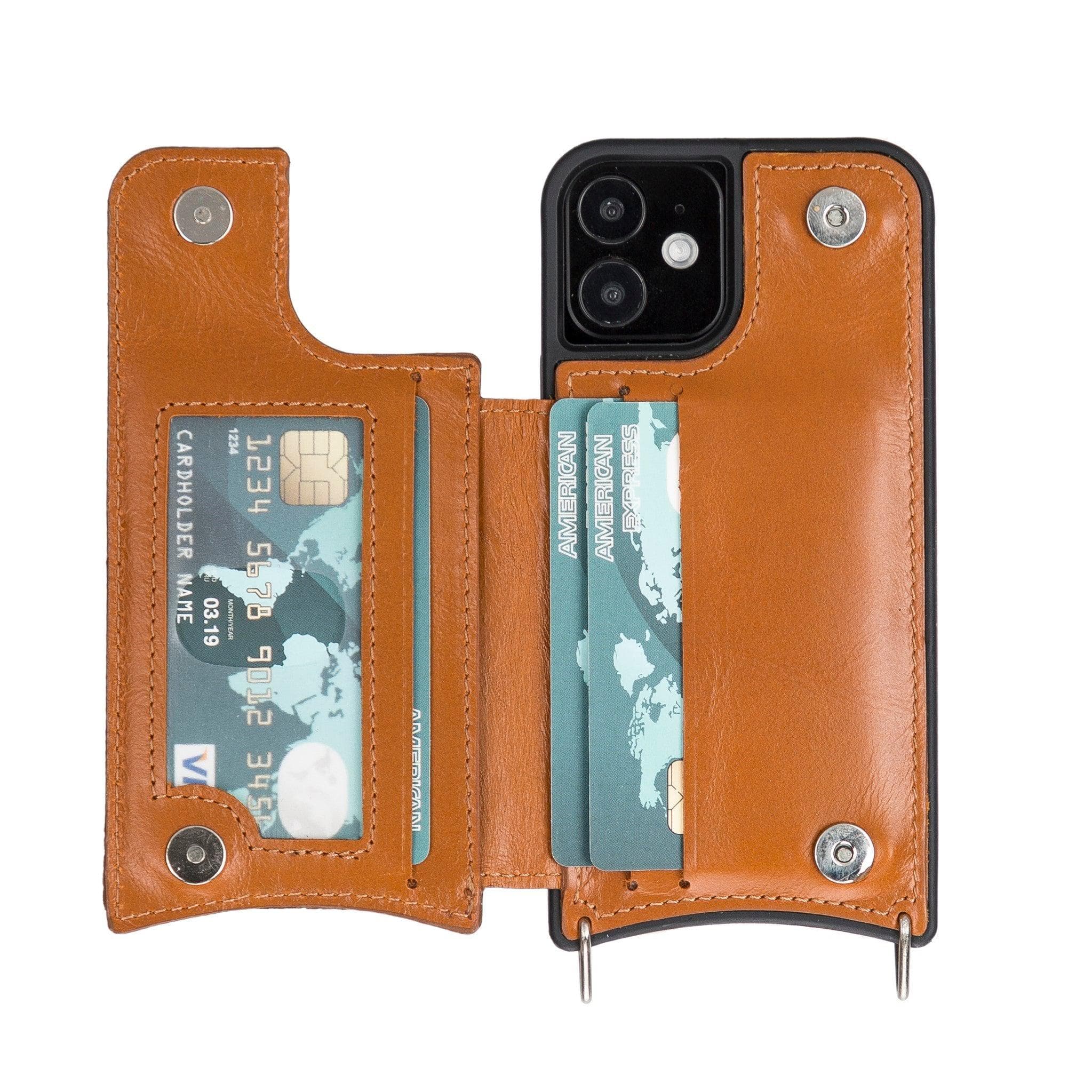 Saff iPhone 12 Pro Max Leather Case with Shoulder Strap