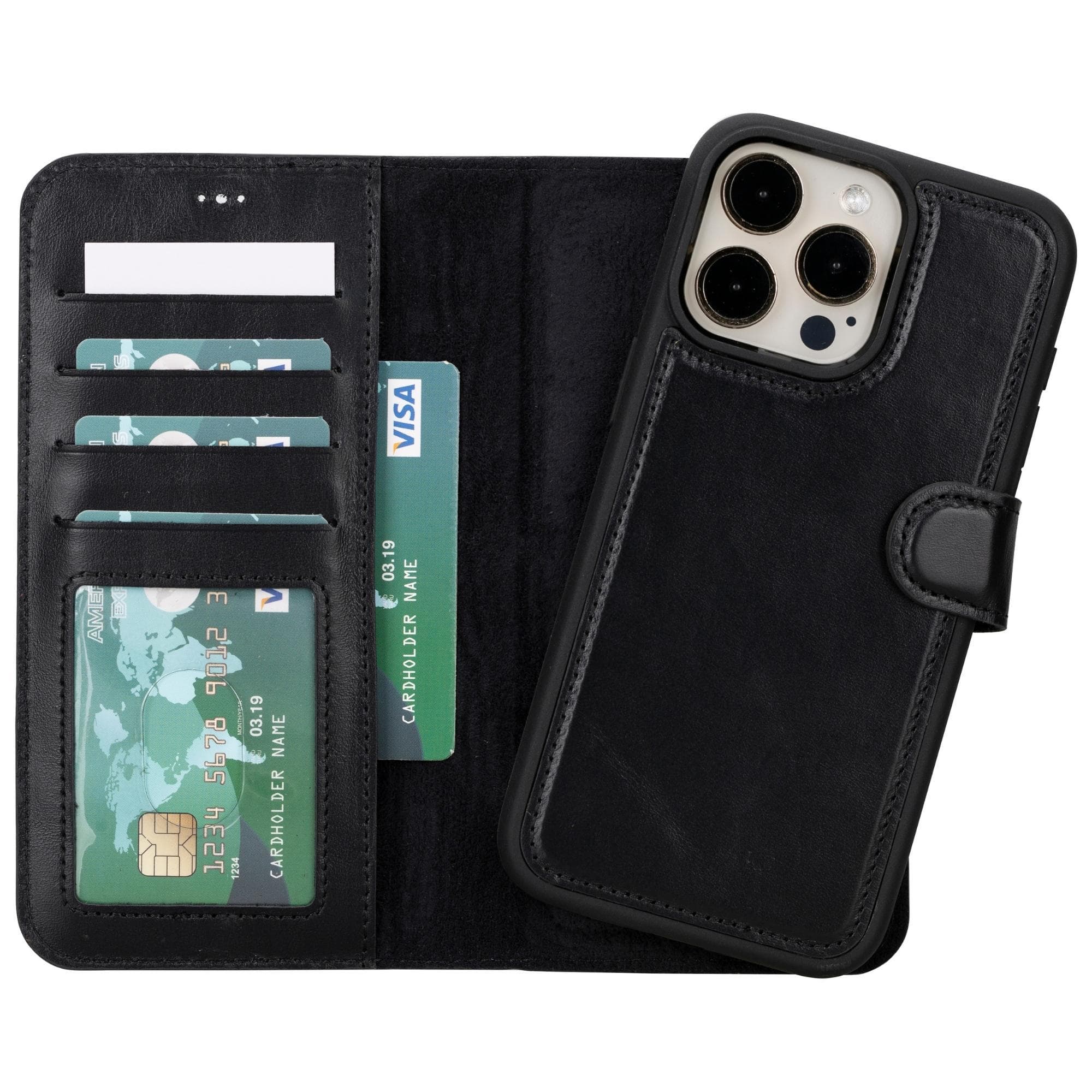 Magnem iPhone 15 Pro Genuine Leather Magic Detachable Wallet Case