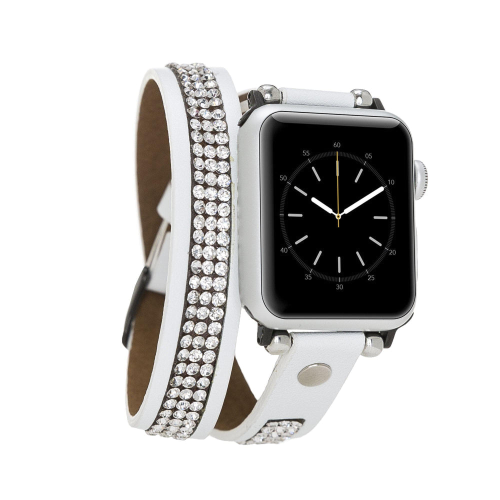 Crystal Double Tour Leather Apple Watch Band