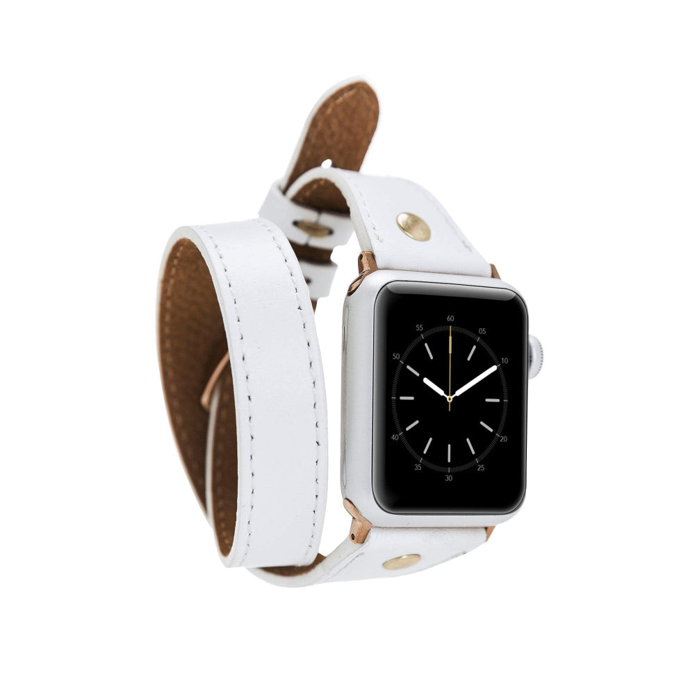 Hector Double Tour Leather Apple Watch Band with Gold Trok