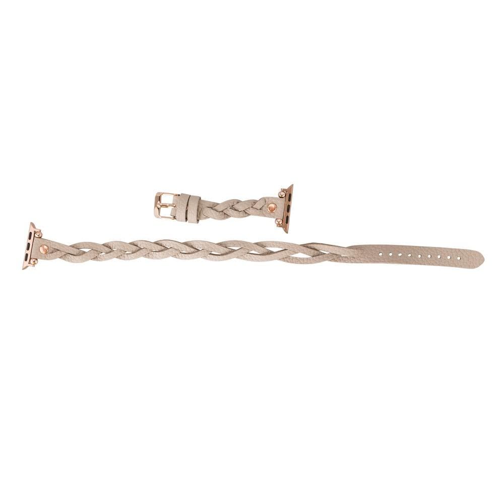 Bracelet double tour en cuir Peggy Ferro pour Apple Watch avec motif Trok or rose