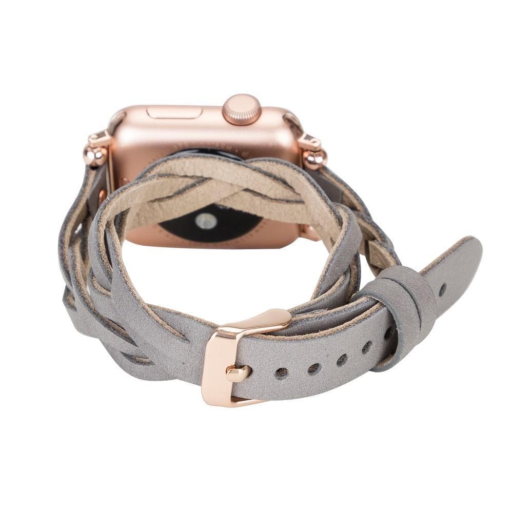 Bracelet double tour en cuir Peggy Ferro pour Apple Watch avec motif Trok or rose