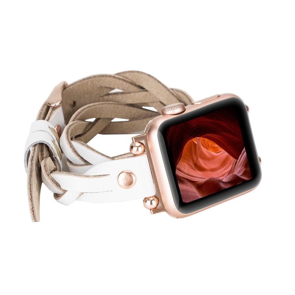 Bracelet double tour en cuir Peggy Ferro pour Apple Watch avec motif Trok or rose