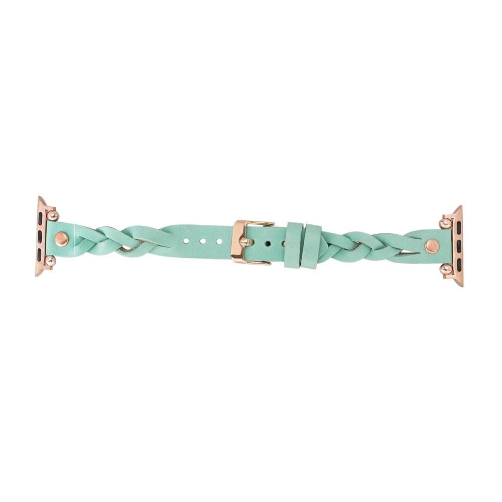Premium braided Apple Watch band in genuine leather with multiple buckle options