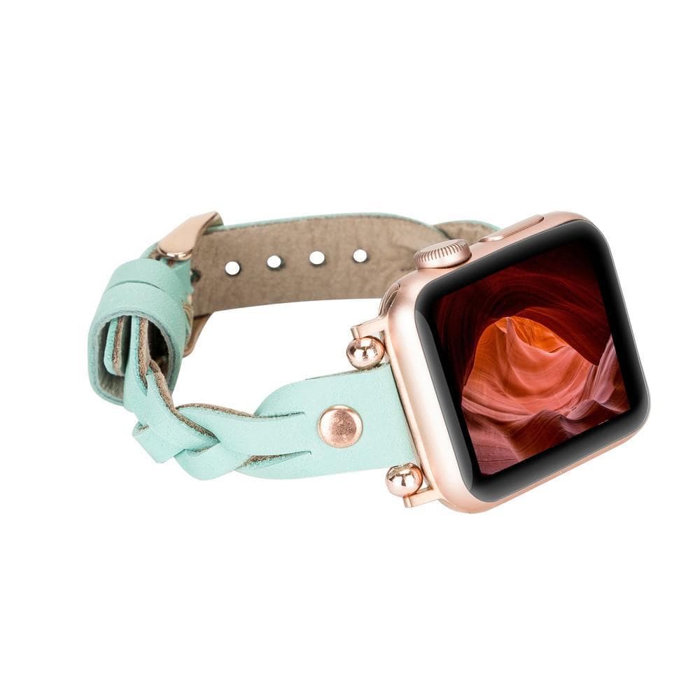 Handmade braided leather strap compatible with Apple Watch Ultra, SE & Series 1–10
