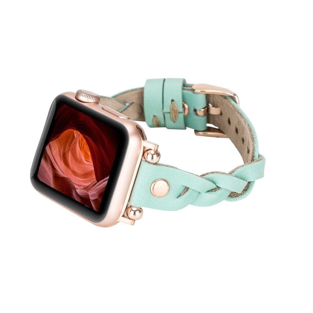 Wanda geflochtenes Lederarmband für die Apple Watch mit Roségold-Trok