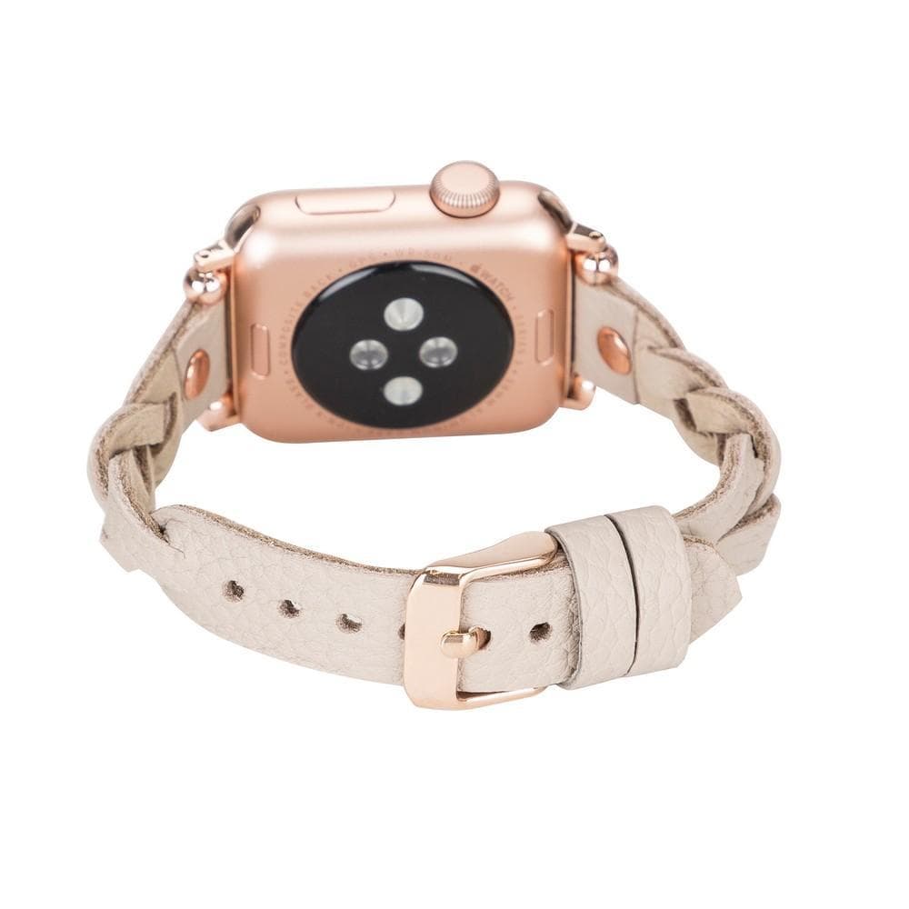 Wanda geflochtenes Lederarmband für die Apple Watch mit Roségold-Trok