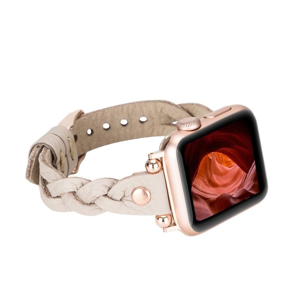 Wanda geflochtenes Lederarmband für die Apple Watch mit Roségold-Trok