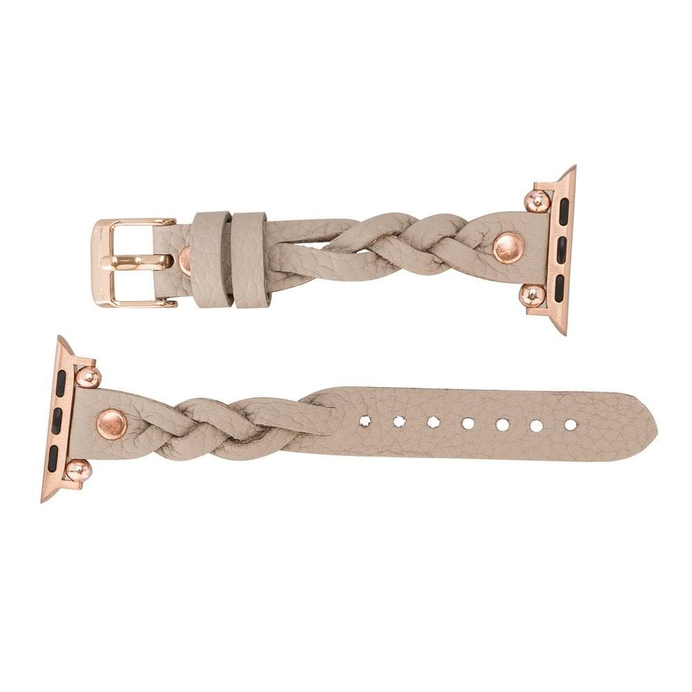 Wanda geflochtenes Lederarmband für die Apple Watch mit Roségold-Trok