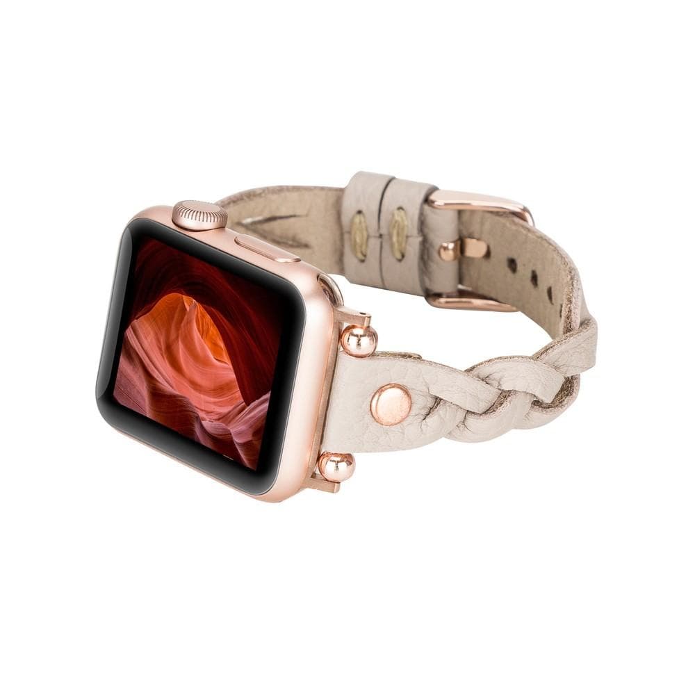 Wanda geflochtenes Lederarmband für die Apple Watch mit Roségold-Trok