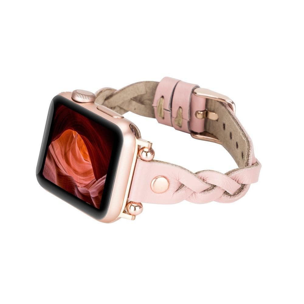 Wanda geflochtenes Lederarmband für die Apple Watch mit Roségold-Trok