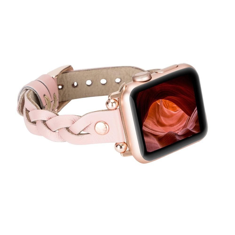 Wanda geflochtenes Lederarmband für die Apple Watch mit Roségold-Trok