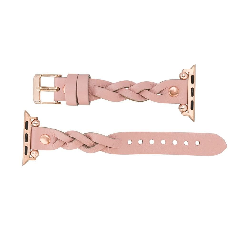 Wanda geflochtenes Lederarmband für die Apple Watch mit Roségold-Trok