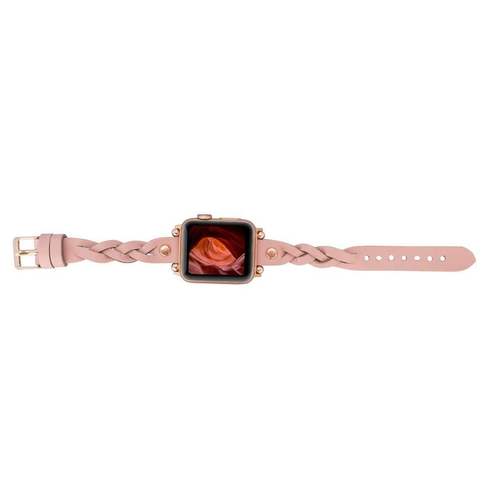 Wanda geflochtenes Lederarmband für die Apple Watch mit Roségold-Trok
