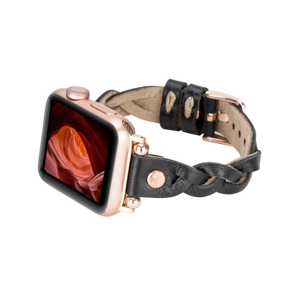 Wanda geflochtenes Lederarmband für die Apple Watch mit Roségold-Trok