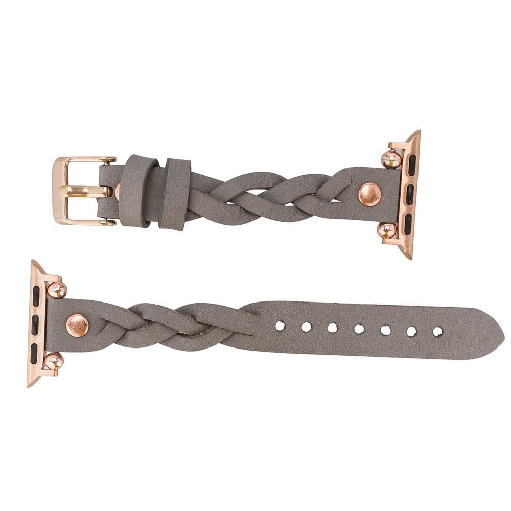 Wanda geflochtenes Lederarmband für die Apple Watch mit Roségold-Trok
