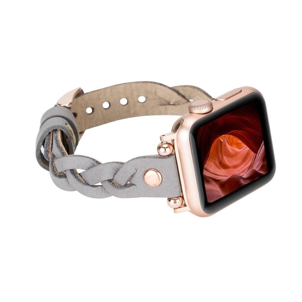 Wanda geflochtenes Lederarmband für die Apple Watch mit Roségold-Trok