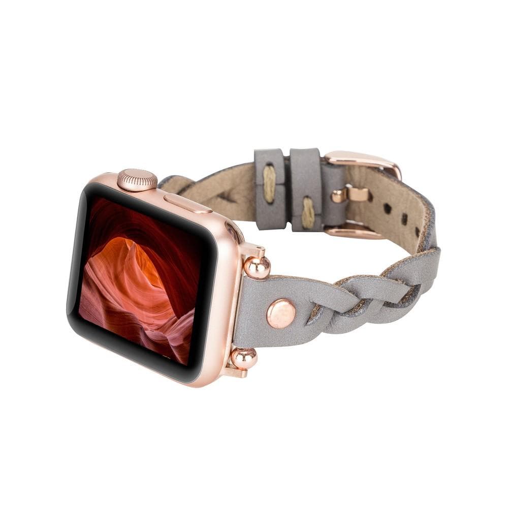 Wanda geflochtenes Lederarmband für die Apple Watch mit Roségold-Trok