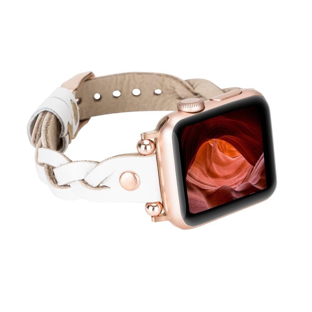 Wanda geflochtenes Lederarmband für die Apple Watch mit Roségold-Trok