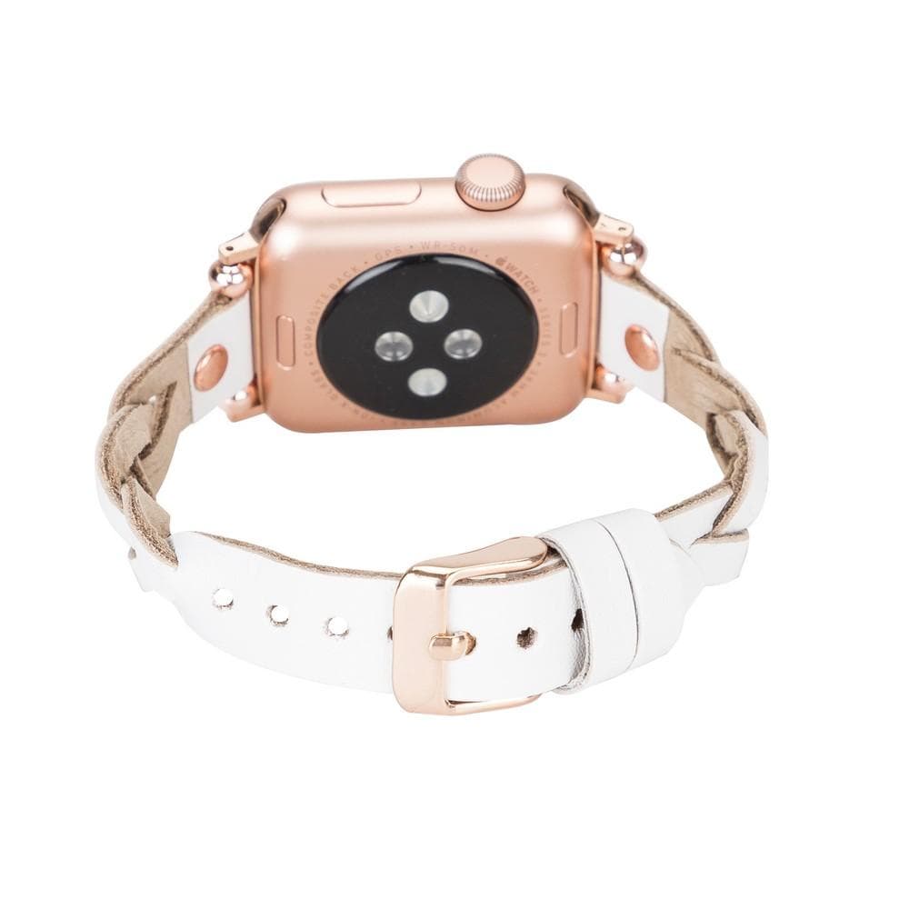 Wanda geflochtenes Lederarmband für die Apple Watch mit Roségold-Trok
