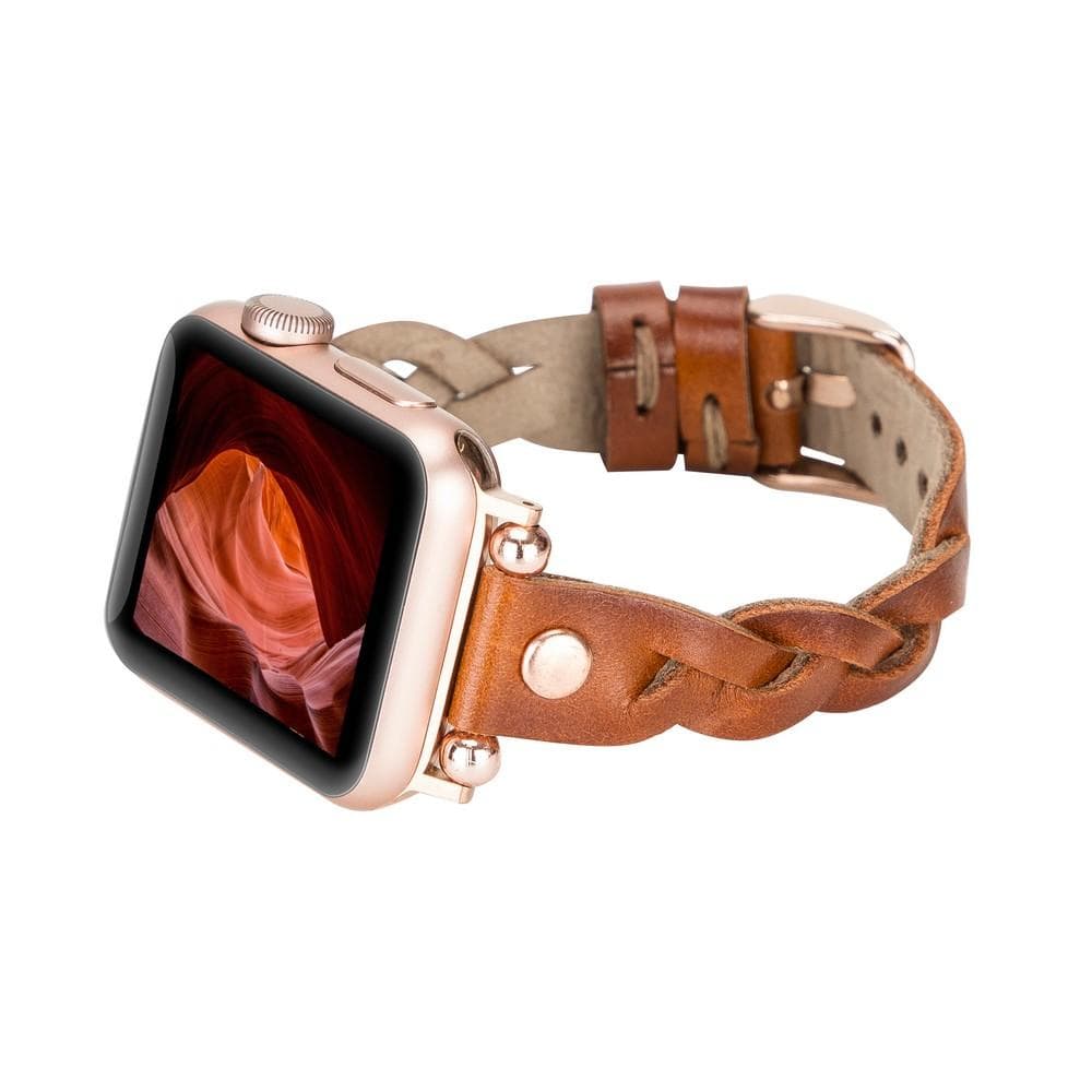 Wanda geflochtenes Lederarmband für die Apple Watch mit Roségold-Trok