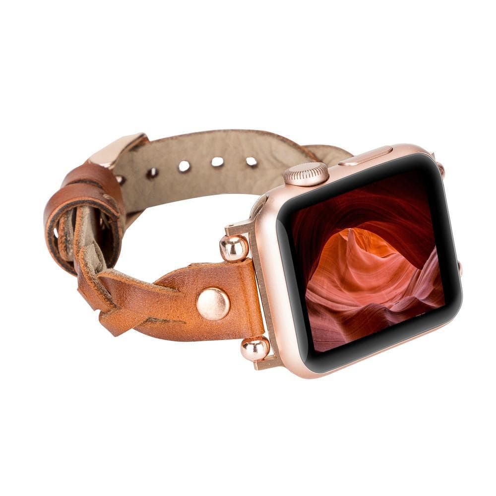 Wanda geflochtenes Lederarmband für die Apple Watch mit Roségold-Trok