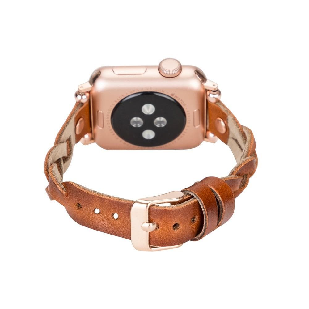 Wanda geflochtenes Lederarmband für die Apple Watch mit Roségold-Trok