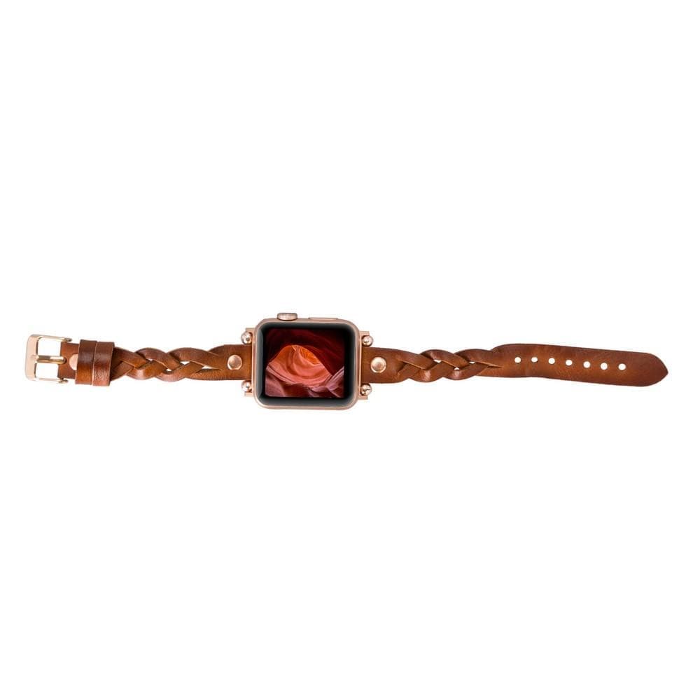 Wanda geflochtenes Lederarmband für die Apple Watch mit Roségold-Trok