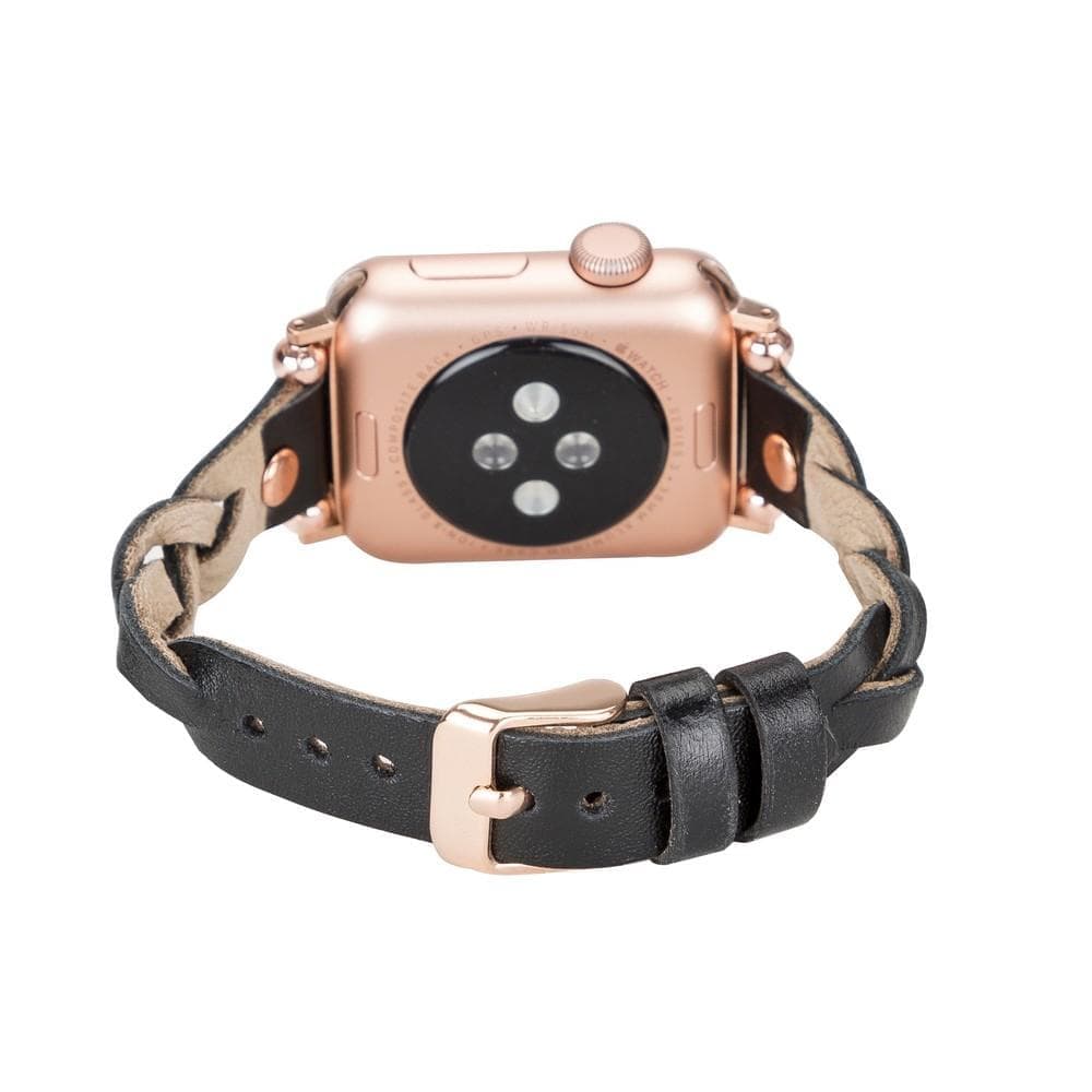 Wanda geflochtenes Lederarmband für die Apple Watch mit Roségold-Trok