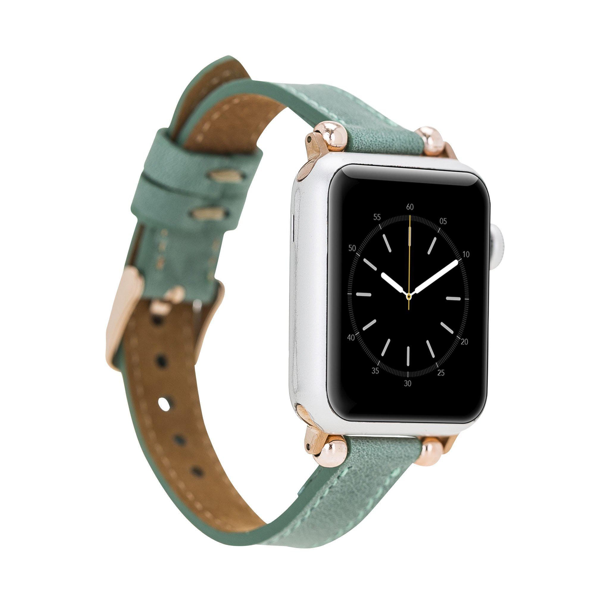 Seamy genuine leather Apple Watch band with stainless steel buckle