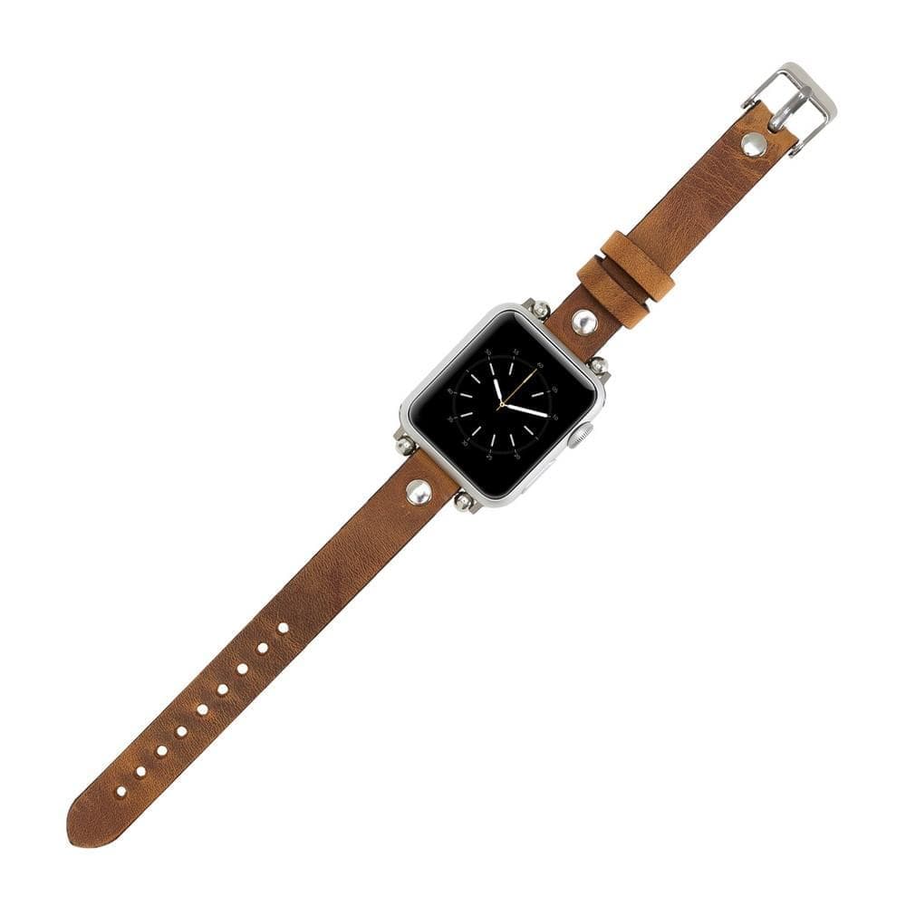 Leather Apple Watch Bands - Ferro Silver Trok Style