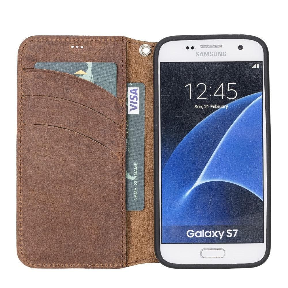 Wallet Case Samsung Galaxy S7 Leder Folio Case mit Handschlaufe