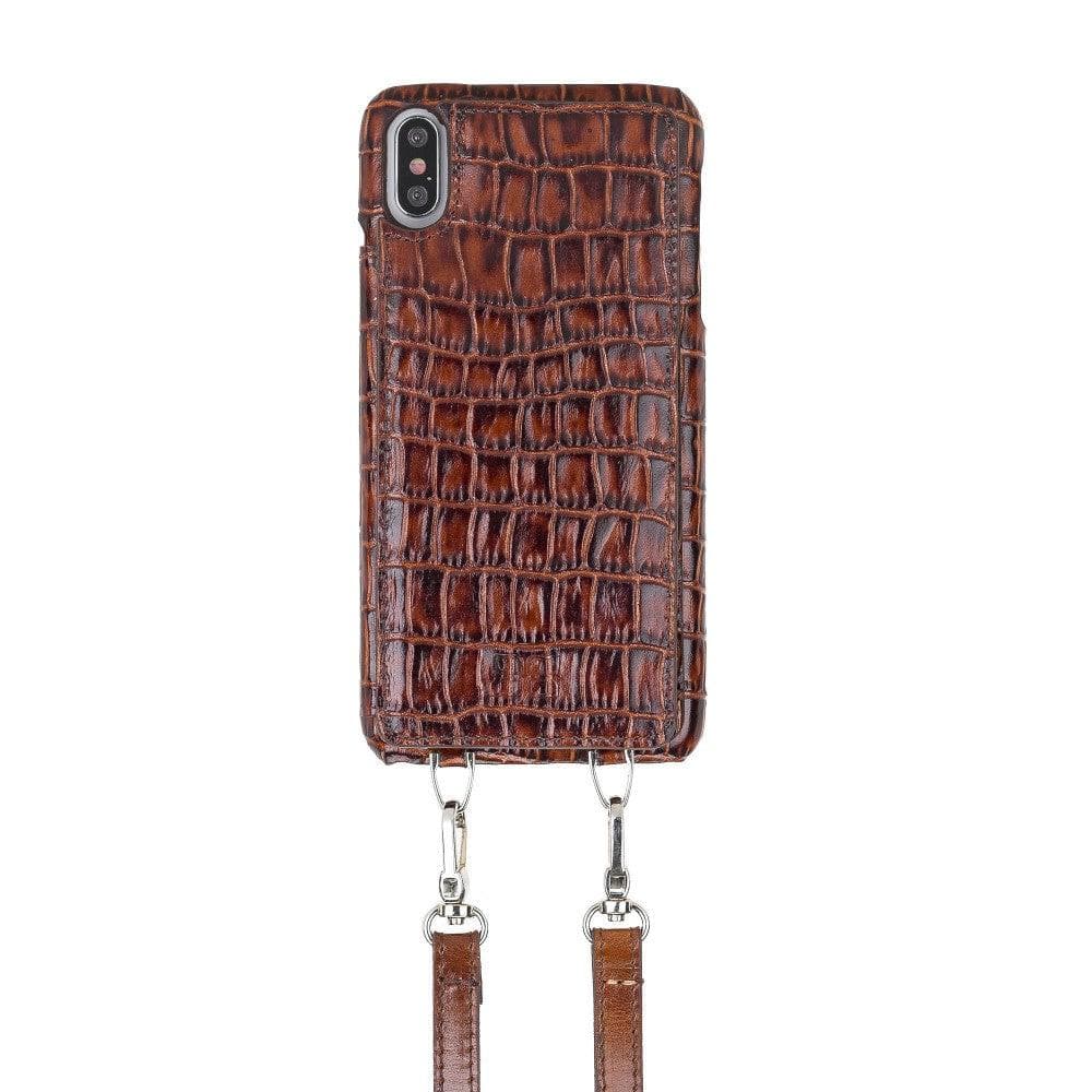 Saff iPhone X Series Genuine Leather Case with Crossbody Strap