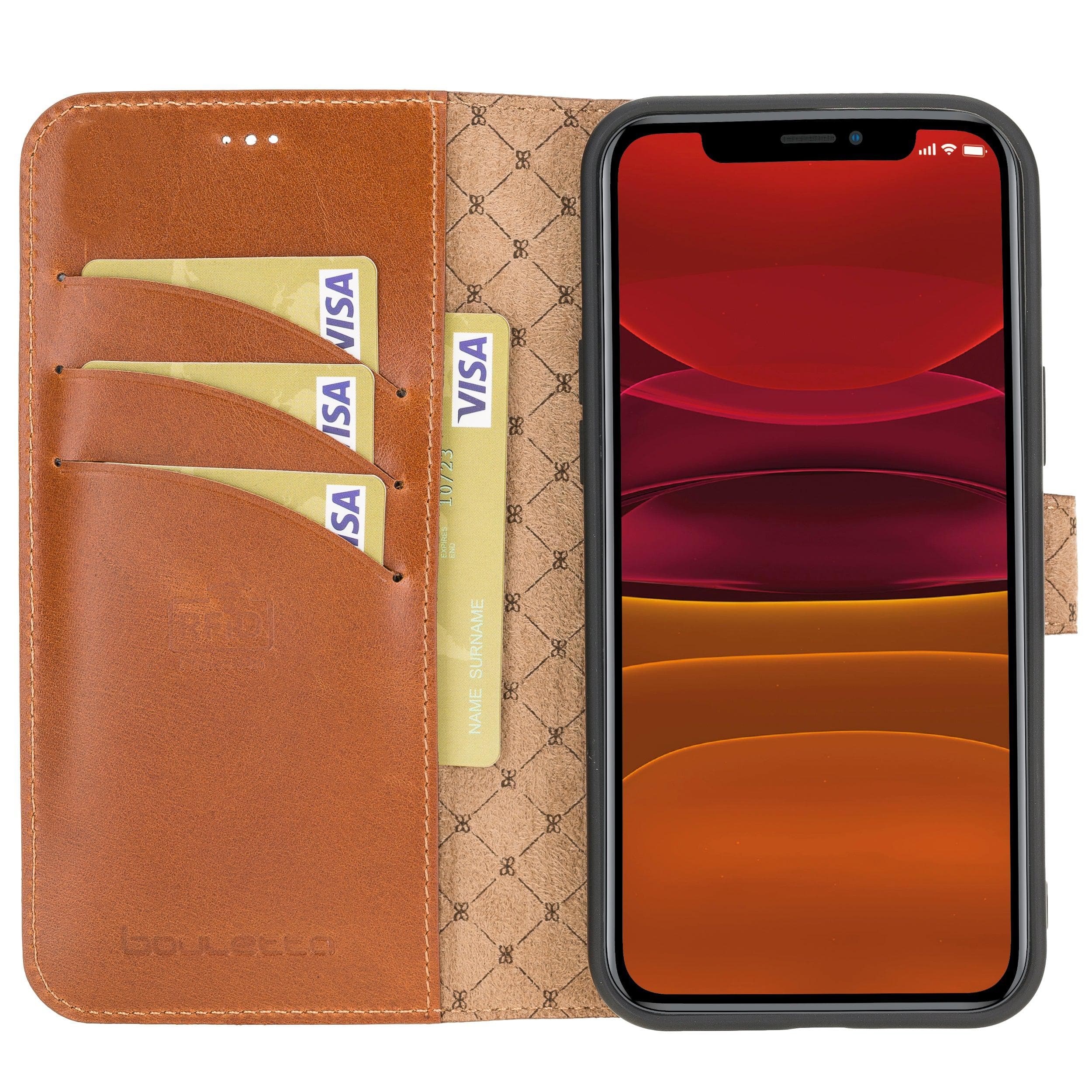 Non Detachable Leather Wallet Cases for Apple iPhone 12 Series