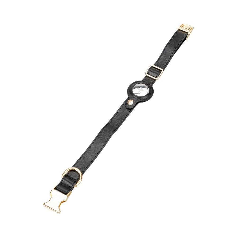 Scooby genuine leather dog collar with AirTag slot for pet tracking