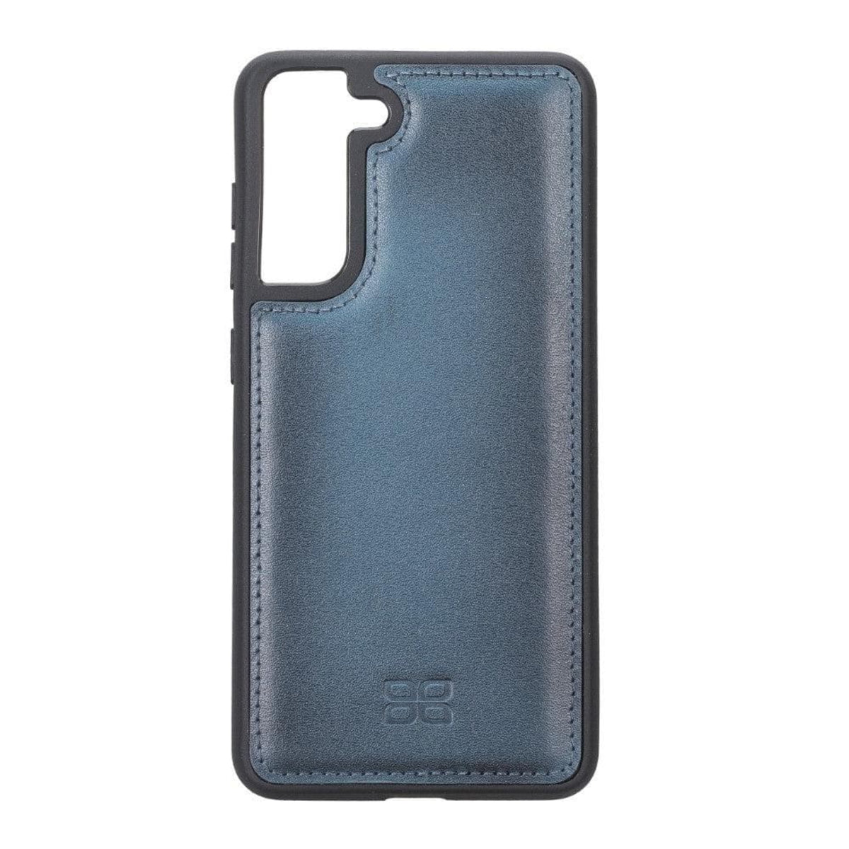 A brown genuine leather flex cover case for the Samsung Galaxy S21 FE.