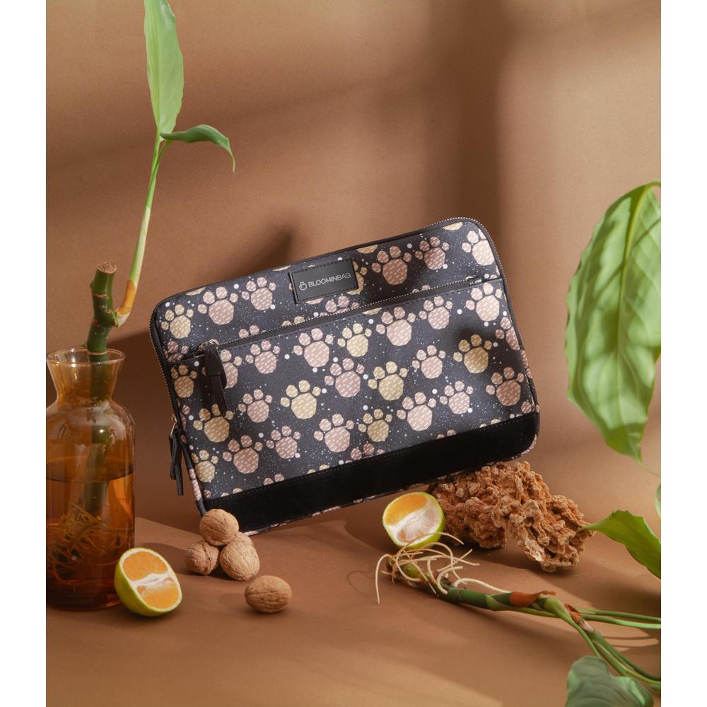 Eco-friendly MacBook sleeve with water-repellent lining and vegan suede bottom